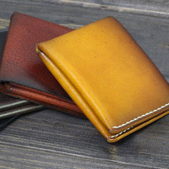 Handmade Men billfold leather wallet men vintage brown coffee wine wallet for him