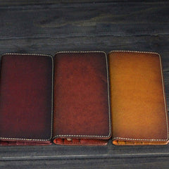 Handmade Men long leather wallets men vintage brown coffee Tan black wallet for him