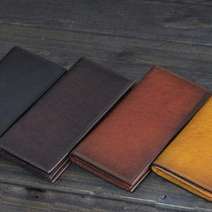 Handmade Men long leather wallet men vintage coffee brown black tan wallet for him