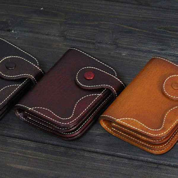 Handmade Men billfold leather wallet men vintage brown wine wallet for him