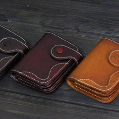 Handmade Men billfold leather wallet men vintage brown wine wallet for him