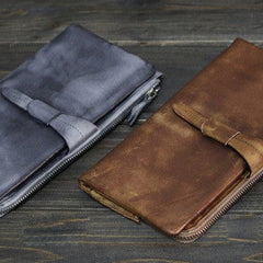 Cool Mens long leather wallet Vintage Long Wallets for Men Bifold Wallets