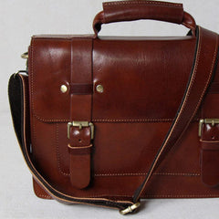 Handmade leather men Briefcase messenger red brown shoulder ipad bag vintage bag