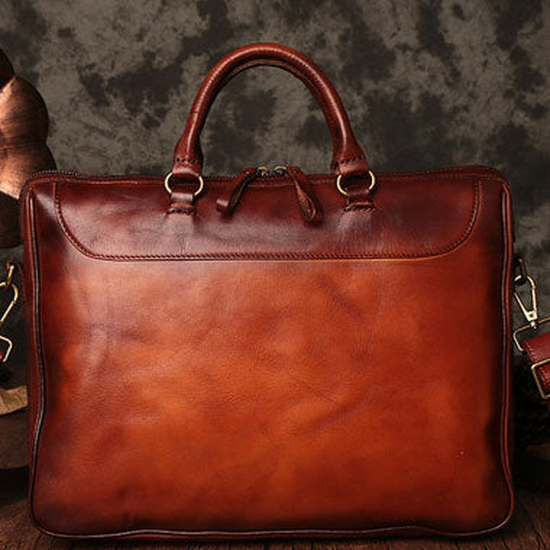 Genuine Leather Mens Handbag Vintage Handmade Briefcase Bag Messenger Bag Shoulder Bag Laptop Bag