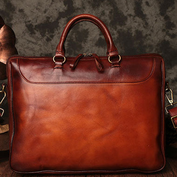 Genuine Leather Mens Handbag Vintage Handmade Briefcase Bag Messenger Bag Shoulder Bag Laptop Bag