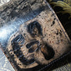 Handmade billfold leather wallet men skull tooled carved billfold wallet for him