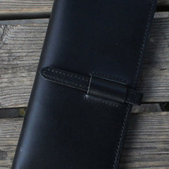Handmade Black womens leather wallet long wallet clutch wallet for women