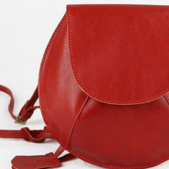 Handmade round cute leather minimalist crossbody Shoulder Bag for girl women
