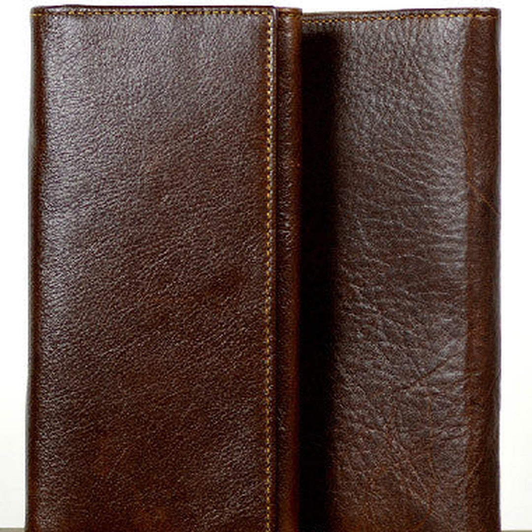 Leather Men long wallet Vintage trifold dark brown Long wallet clutch purse For Men