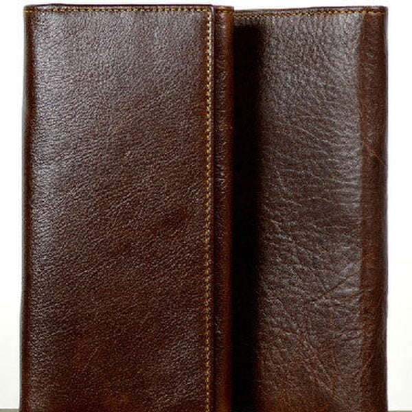 Leather Men long wallet Vintage trifold dark brown Long wallet clutch purse For Men