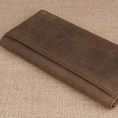 Handmade men leather long wallet Vintage bifold brown wallet clutch purse For Men