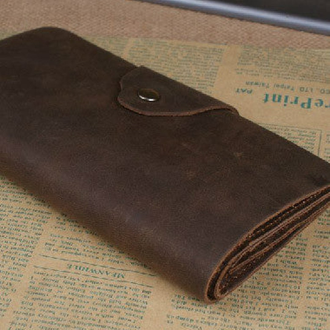 Handmade leather long wallet Vintage bifold brown Long wallet clutch purse For Men