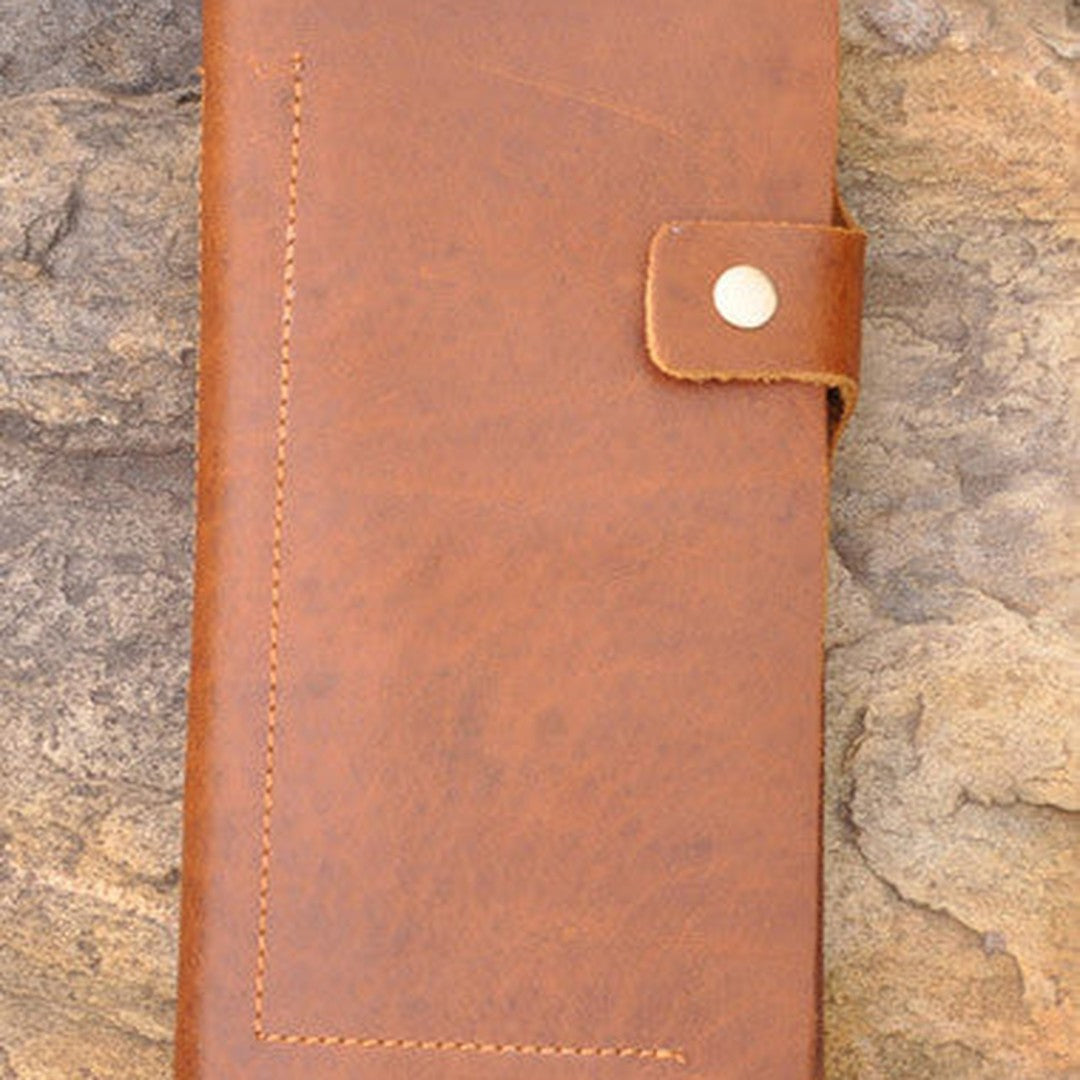 Handmade men leather Vintage brown trifold wallet men long wallet purse clutch