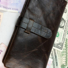 Leather men coffee vintage clutch men multi card holders long wallet purse clutch