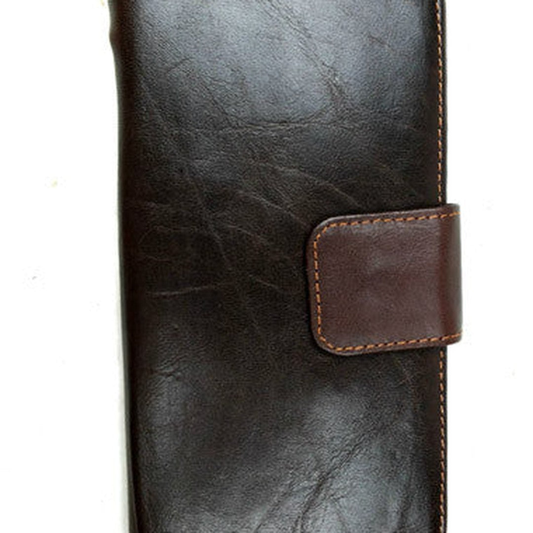 Leather men dark brown vintage clutch men multi card holders long wallet purse
