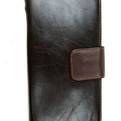 Leather men dark brown vintage clutch men multi card holders long wallet purse