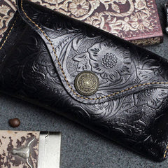 Handmade Glasses Case Sungalsses Eyeglasses Leather Carved Floral Leather For Men Women