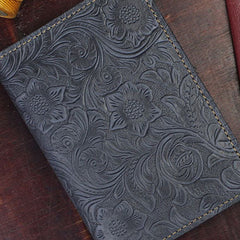 Handmade billfold Leather Wallet Floral Leather billfold Passport Wallet Purse For Men Women