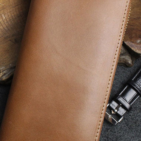 Handmade Long Wallet Leather Men Phone Zip Clutch Vintage Wallet for Women Men Unisex