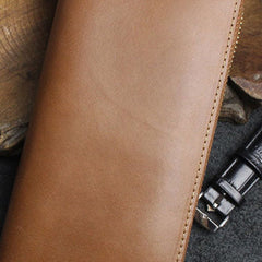 Handmade Long Wallet Leather Men Phone Zip Clutch Vintage Wallet for Women Men Unisex