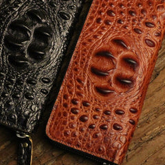 Long leather wallet crocodile zipper leather clutch wallets for men