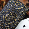 Handmade zip long wallet leather men skull death clutch phone wallet for men