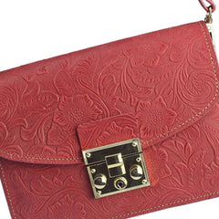 Handmade crossbody bag leather shoulder bag purse floral leather for women