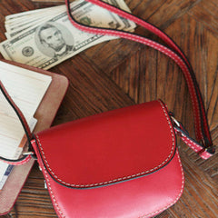 Handmade red cute leather minimalist crossbody bag Shoulder Bag for girl women