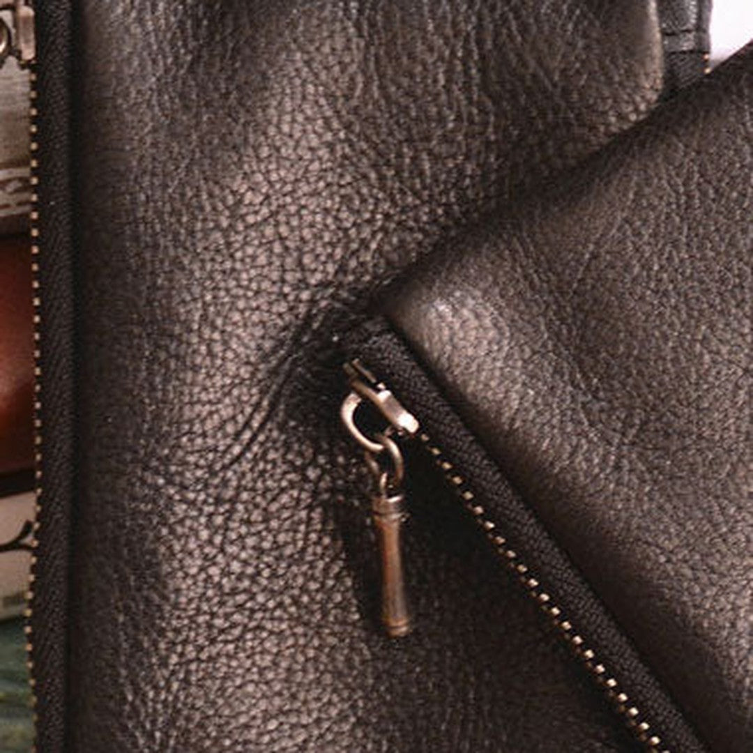 Handmade Genuine Leather Slim Zip Wallet billfold Wallet Coin Purse Bag For Mens