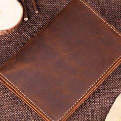 Handmade Genuine Leather Slim Wallet Bifold Long Wallet Passport Purse Bag For Mens