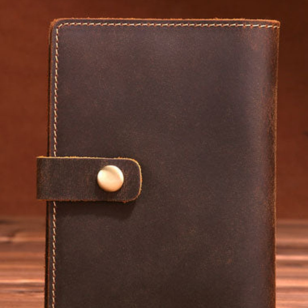 Handmade Genuine Leather Clutch Passport Wallet Bifold Long Wallet Purse Bag For Mens
