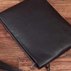 Handmade Genuine Leather Clutch Zip Long Wallet Purse Bag For Mens