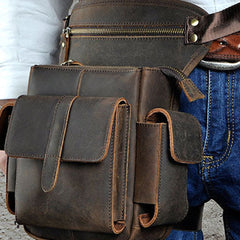 Handmade Genuine Leather Vintage Belt Bag HIP PACK FANNY PACK BUMBAG Waist Bag Shouder Bag For Mens