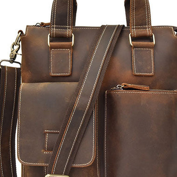Genuine Leather Messenger Bag Briefcase Bag Cross Body Cool For Men