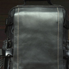 Genuine Leather Mens Cool Backpack Large Black Travel Bag Hiking Bag For Men