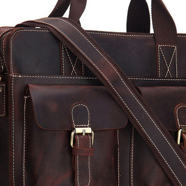 Genuine Leather Messenger Bag Briefcase Bag Cross Body Cool Chest Bag Travel Bag Hiking Bag For Men