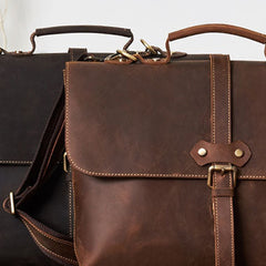 Vintage Brown Leather Briefcase Business Bag Work Bag Work HandBag For Men