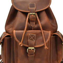 Genuine Leather Mens Cool Backpack Large Brown Travel Bag Hiking Bag For Men