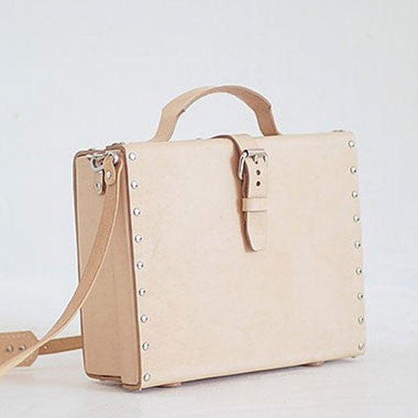 Handmade Leather briefcase small suitcase shoulder bag for crossbody bag