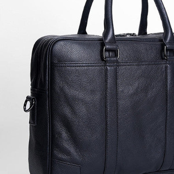 Cool Black leather mens Briefcase laptop Briefcase Work Shoulder Bag for Men