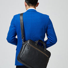 Cool Leather mens Briefcase Vintage Business Briefcase laptop Briefcases for Men