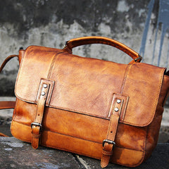 Cool Leather mens messenger bag Vintage shoulder bag laptop bag for Men