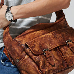 Cool leather mens messenger bags shoulder laptop bag for men