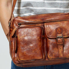 Cool leather mens Small messenger vintage shoulder bag for men