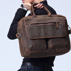 Leather vintage mens Briefcase Shoulder Bag Laptop Bag Handbag