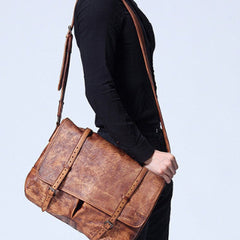 Handmade Cool leather mens messenger bag shoulder bag vintage bag