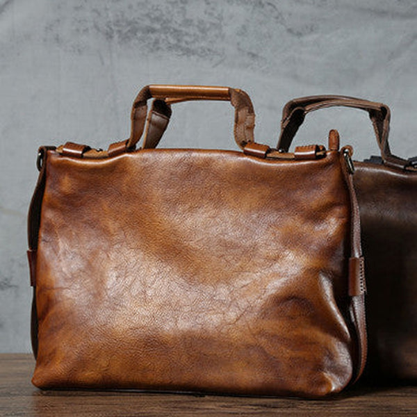 Leather mens Briefcase Shoulder laptop bag Business Bag for Men