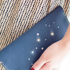 Handmade Women Leather Long Wallet Purse Clutch Wallet Constellation