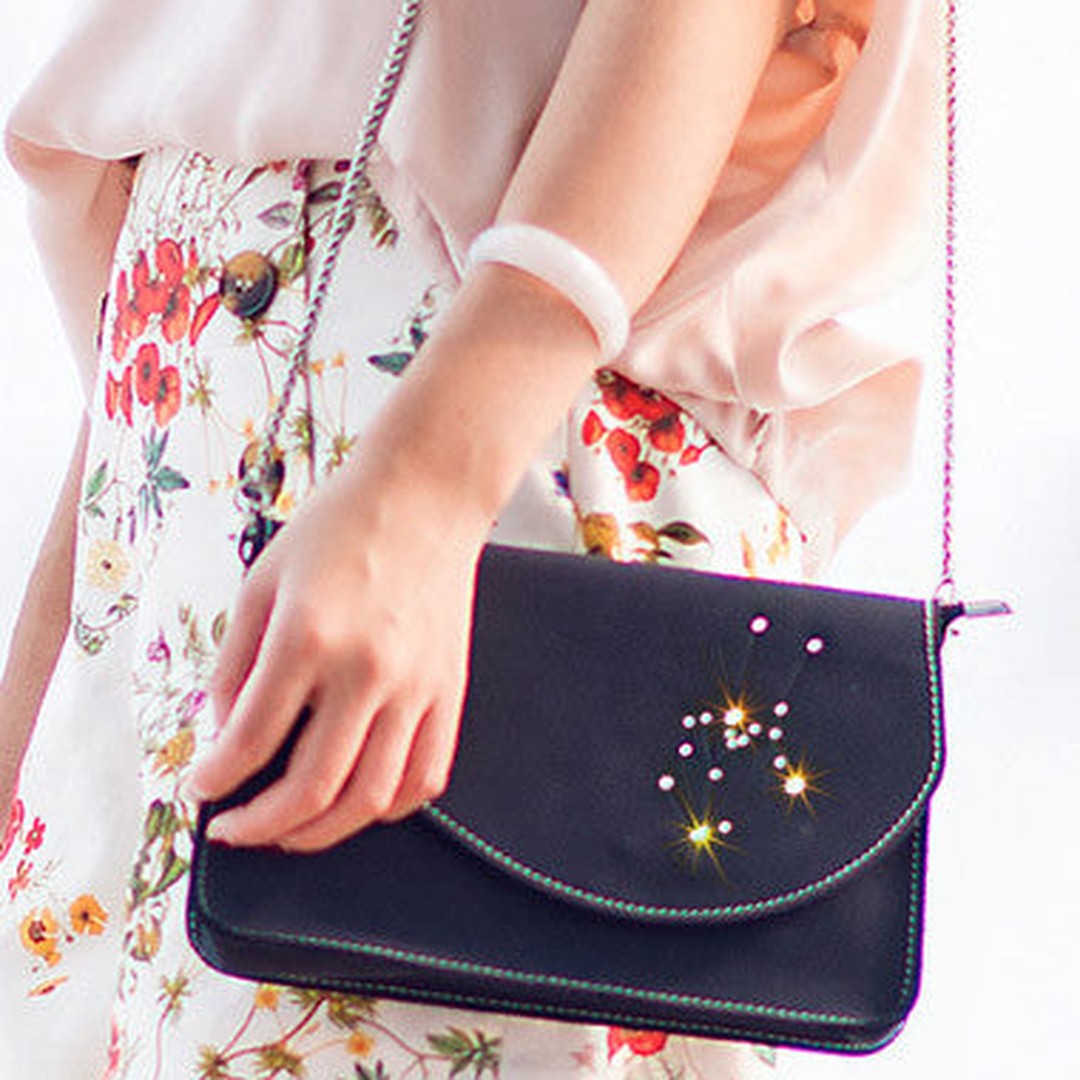Handmade Leather purse shoulder bag constellation women leather crossbody bag