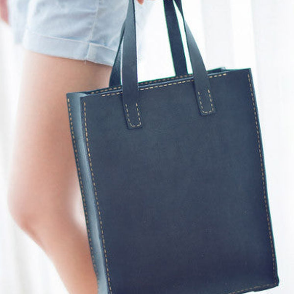 Handmade Leather tote handbag bag vintage purse women leather zip